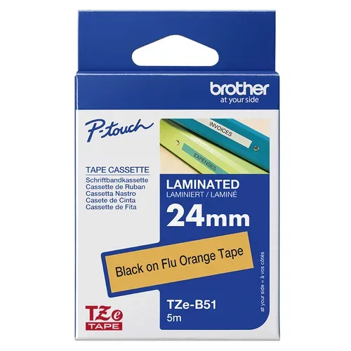 PTOUCH, PTOUCH Band, lam.,fluor. schw./orange TZe-B51 PT-540 24 mm
