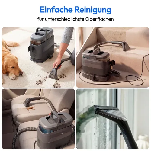 Medion, MEDION X10 UC Polster- und Teppichreiniger (MD100123), 3 Reinigungsmodi, 12 kPa Saugkraft, 1250 ml Frischwassertank, 950 ml Schmutzwassertank, IPX4, mit Tragegriff und Rollen