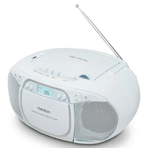 Medion, MEDION LIFE E66476 Tragbare CD-Boombox, CD-Player, Kassettendeck, FM-Radio, USB-MP3-Wiedergabe, 30 Senderspeicher, Batteriebetrieb