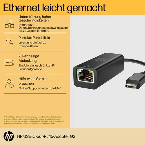 HP, HP USB-C-an-RJ45 G2-Adapter
