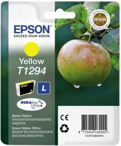 Epson, Epson E129 Druckerpatronen XL y - Epson T1294 y, C13T12944011 für z.B. Epson Stylus SX 525 WD, Epson Stylus SX 230, Epson Stylus SX 235 W