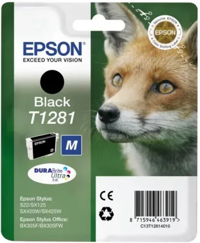 Epson, Epson E128 Druckerpatronen bk - Epson T1281 bk, C13T12814011 für z.B. Epson Stylus SX 230, Epson Stylus SX 235 W, Epson Stylus Office BX 305 F