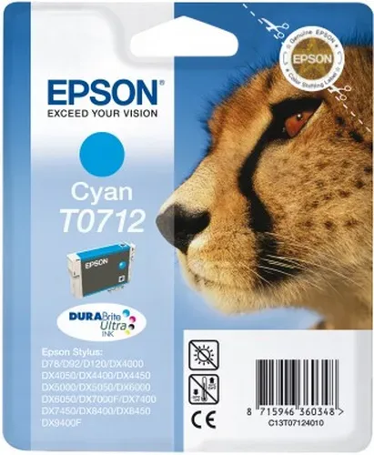 Epson, Epson E712c Druckerpatronen XL cy - Epson T0712 c, C13T07124011 für z.B. Epson Stylus DX 7400, Epson Stylus SX 210, Epson Stylus D 120