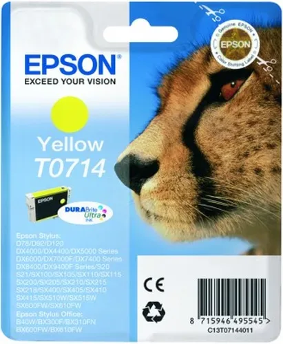 Epson, Epson E714y Druckerpatronen XL ye - Epson T0714 y, C13T07144010 für z.B. Epson Stylus DX 7400, Epson Stylus SX 210, Epson Stylus D 120