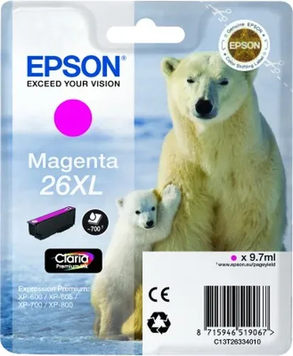 Epson, Epson E26XLm Druckerpatronen XL ma - Epson No. 26XL m, C13T26334010 für z.B. Epson Expression Premium XP -510, Epson Expression Premium XP -520