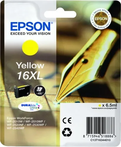 Epson, Epson E16XLy Druckerpatronen XL ye - Epson No. 16XL y, C13T16344010 für z.B. Epson WorkForce WF -2010 W, Epson WorkForce WF -2500