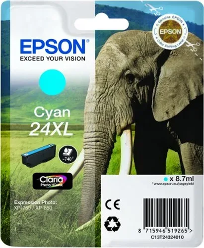 Epson, Epson E24XLc Druckerpatronen XL cy - Epson No. 24XL c, C13T24324010 für z.B. Epson Expression Photo XP -55, Epson Expression Photo XP -750