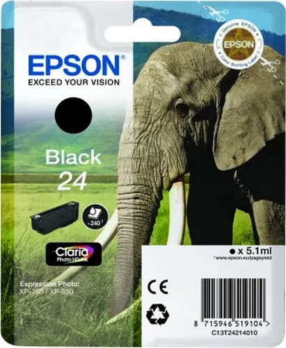 Epson, Epson E24bk Druckerpatronen bk - Epson No. 24 bk, C13T24214010 für z.B. Epson Expression Photo XP -55, Epson Expression Photo XP -750