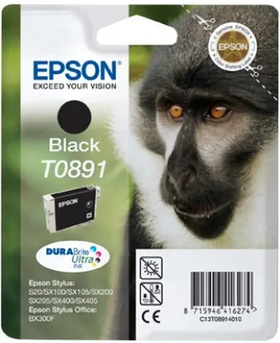 Epson, Epson E891bk Druckerpatronen bk - Epson T0891 bk, C13T08914011 für z.B. Epson Stylus SX 210, Epson Stylus Office BX 300 F, Epson Stylus S 20