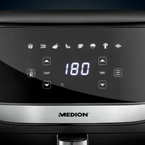 Medion, MEDION LIFE E50 XL Heißluftfritteuse MD 10532, ölfreies Frittieren, digitales Bedienfeld, Automatikprogramme, 5,7 L Korbvolumen