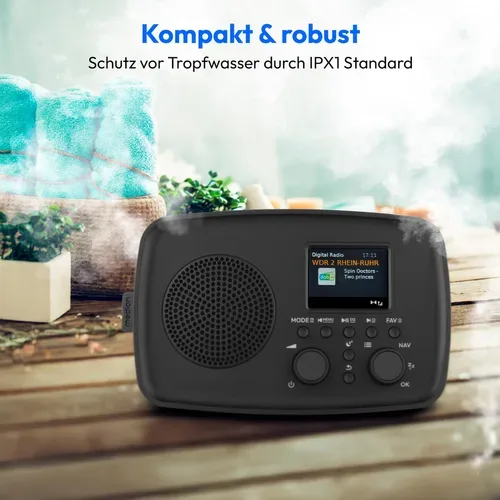 Medion, MEDION LIFE DAB+ Radio DRE-1 (MD89288), Bluetooth® 5.3 wireless technology, ASA-Notfallwarnsystem, 2,4" (6,1 cm) TFT-Farbdisplay, 5 W RMS