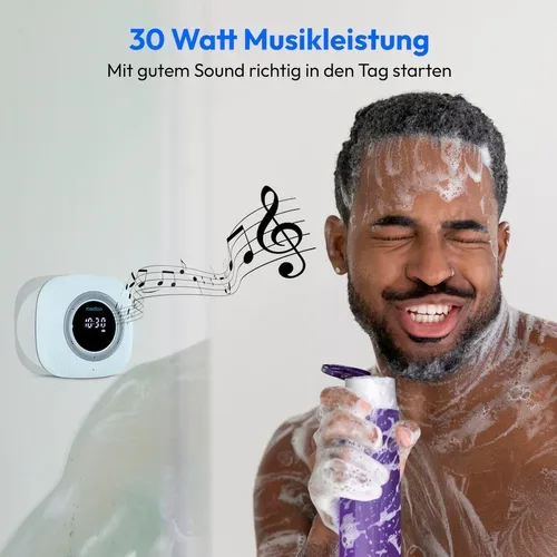 Medion, MEDION LIFE S66884 Duschradio blau, LED-Display, UKW-Radio, IPX6 Schutz, Bluetooth® 5.0, 30 W Ausgangsleistung (3 W RMS)