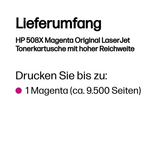 HP, HP H508XM Toner XL ma - HP No. 508X M, CF363A für z.B. HP Color LaserJet Enterprise Flow MFP M 577 c, HP Color LaserJet Enterprise M 552 dn