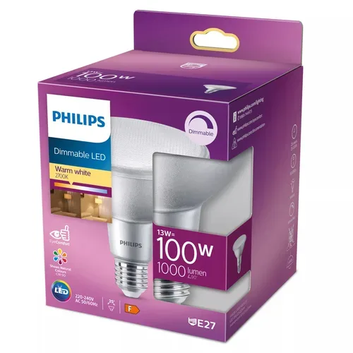Philips, Philips Glas E27 13 W - Farbe: Silber - LED - Lichtfarbe: Extra warmweiss - LED Leuchtmittel