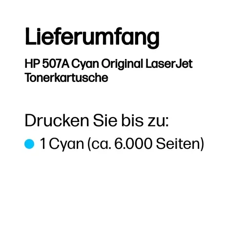 HP, HP H507AC Toner cy - HP No. 507A C, CE401A für z.B. HP LaserJet Enterprise 500 color M 551 dn, HP LaserJet Enterprise 500 color M 551 n