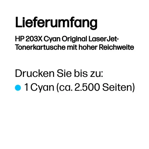 HP, HP H203XC Toner XL cyan - HP No. 203X C, CF541X für z.B. HP Color LaserJet Pro MFP M 281 fdw, HP Color LaserJet Pro M 254 dnw