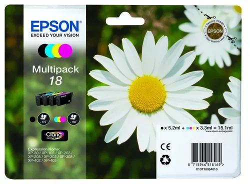 Epson, Epson E18 Druckerpatronen bk - Epson No. 18, C13T18064010 für z.B. Epson Expression Home XP -100, Epson Expression Home XP -102