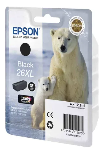 Epson, Epson E26XLbk Druckerpatronen XL bk - Epson No. 26XL bk, C13T26214010 für z.B. Epson Expression Premium XP -510, Epson Expression Premium XP -520