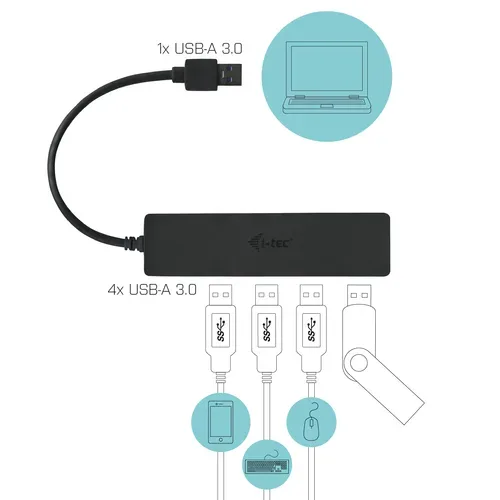 i-tec, i-tec - U3HUB404 (4 Ports, USB), Schwarz
