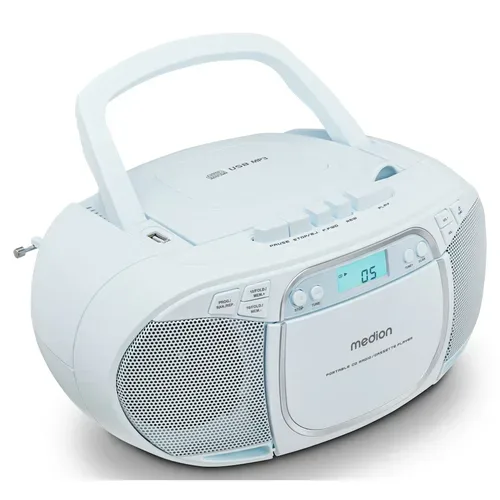 Medion, MEDION LIFE E66476 Tragbare CD-Boombox, CD-Player, Kassettendeck, FM-Radio, USB-MP3-Wiedergabe, 30 Senderspeicher, Batteriebetrieb