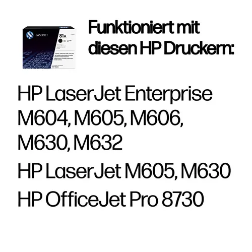 HP, HP H81A Toner schwarz - HP No. 81A, CF281A für z.B. HP LaserJet Enterprise M 604 dn, HP LaserJet Enterprise M 604 n, HP LaserJet Managed M 605