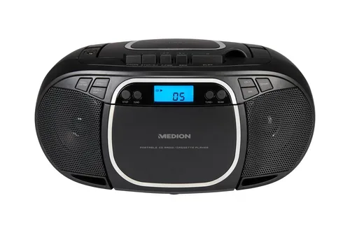 Medion, MEDION LIFE E66476 Tragbare CD-Boombox, CD-Player, Kassettendeck, FM-Radio, USB-MP3-Wiedergabe, 30 Senderspeicher, Batteriebetrieb