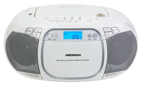 Medion, MEDION LIFE E66476 Tragbare CD-Boombox, CD-Player, Kassettendeck, FM-Radio, USB-MP3-Wiedergabe, 30 Senderspeicher, Batteriebetrieb
