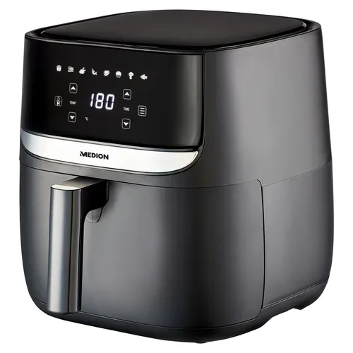 Medion, MEDION LIFE E50 XL Heißluftfritteuse MD 10532, ölfreies Frittieren, digitales Bedienfeld, Automatikprogramme, 5,7 L Korbvolumen
