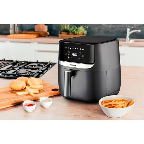 Medion, MEDION LIFE E50 XL Heißluftfritteuse MD 10532, ölfreies Frittieren, digitales Bedienfeld, Automatikprogramme, 5,7 L Korbvolumen