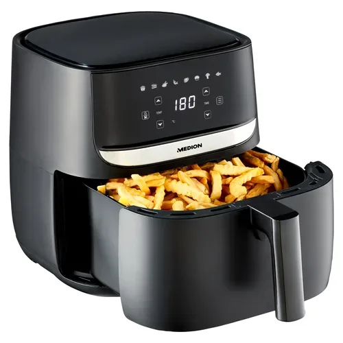 Medion, MEDION LIFE E50 XL Heißluftfritteuse MD 10532, ölfreies Frittieren, digitales Bedienfeld, Automatikprogramme, 5,7 L Korbvolumen