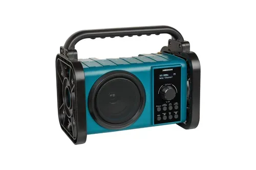 Medion, MEDION LIFE E66877 Baustellenradio, DAB+/PLL-UKW Radio, Dot Matrix LC-Display, Bluetooth® 5.0, spritzwassergeschützt (IP44), robustes Gehäuse, LED-Arbeitslicht, integrierter Akku, 5 W RMS