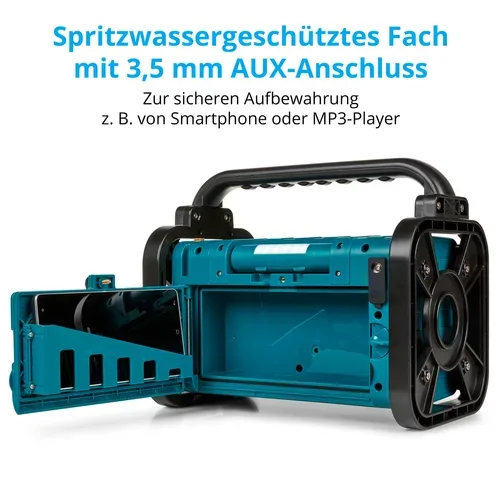 Medion, MEDION LIFE E66877 Baustellenradio, DAB+/PLL-UKW Radio, Dot Matrix LC-Display, Bluetooth® 5.0, spritzwassergeschützt (IP44), robustes Gehäuse, LED-Arbeitslicht, integrierter Akku, 5 W RMS