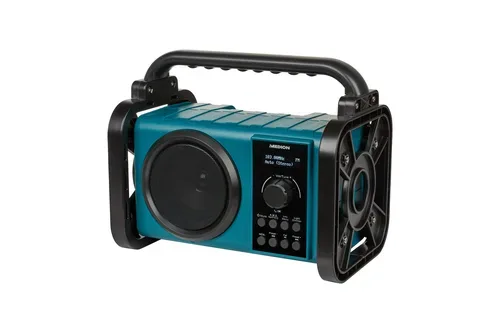 Medion, MEDION LIFE E66877 Baustellenradio, DAB+/PLL-UKW Radio, Dot Matrix LC-Display, Bluetooth® 5.0, spritzwassergeschützt (IP44), robustes Gehäuse, LED-Arbeitslicht, integrierter Akku, 5 W RMS