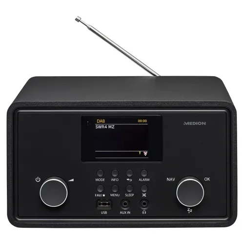 Medion, MEDION LIFE P85027 Stereo Internetradio schwarz, 7,1 cm (2,8'') TFT-Display, 25.000+ Internetradiosender & zahlreiche Podcasts, DAB+/UKW-Radio, Bluetooth®, Spotify®-Connect, WLAN, 2 x 10 W RMS