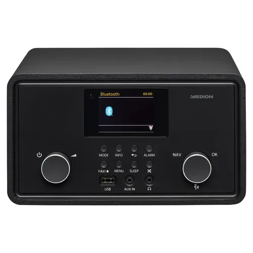 Medion, MEDION LIFE P85027 Stereo Internetradio schwarz, 7,1 cm (2,8'') TFT-Display, 25.000+ Internetradiosender & zahlreiche Podcasts, DAB+/UKW-Radio, Bluetooth®, Spotify®-Connect, WLAN, 2 x 10 W RMS
