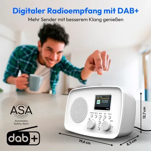 Medion, MEDION LIFE DAB+ Radio DRE-1 (MD89288), Bluetooth® 5.3 wireless technology, ASA-Notfallwarnsystem, 2,4" (6,1 cm) TFT-Farbdisplay, 5 W RMS