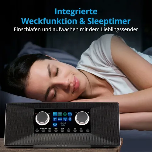 Medion, MEDION LIFE P85333 Stereo Internetradio schwarz, 7,1 cm (2,8'') TFT-Farbdisplay, über 25.000 Internet-Radiosender & viele Podcasts empfangen, DAB+/UKW Radio, Wecker, WLAN, Bluetooth®, Amazon Music, Spotify®-Connect, 2 x 6 W RMS