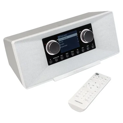 Medion, MEDION LIFE P85333 Stereo Internetradio weiß, 7,1 cm (2,8'') TFT-Farbdisplay, über 25.000 Internet-Radiosender & viele Podcasts empfangen, DAB+/UKW Radio, Wecker, WLAN, Bluetooth®, Amazon Music, Spotify®-Connect, 2 x 6 W RMS