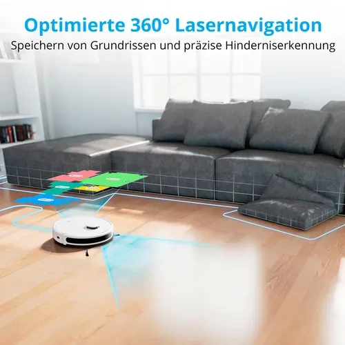 Medion, MEDION Saugroboter mit Absaugstation X20 SW+, Wischfunktion, Lasernavigation, 3.000 Pa Saugkraft, No Go & Go Bereiche, präzise Kartenerstellung, mehrere Etagen, App-Steuerung