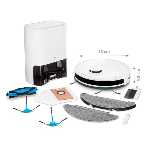 Medion, MEDION Saugroboter mit Absaugstation X20 SW+, Wischfunktion, Lasernavigation, 3.000 Pa Saugkraft, No Go & Go Bereiche, präzise Kartenerstellung, mehrere Etagen, App-Steuerung