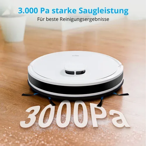 Medion, MEDION Saugroboter mit Absaugstation X20 SW+, Wischfunktion, Lasernavigation, 3.000 Pa Saugkraft, No Go & Go Bereiche, präzise Kartenerstellung, mehrere Etagen, App-Steuerung