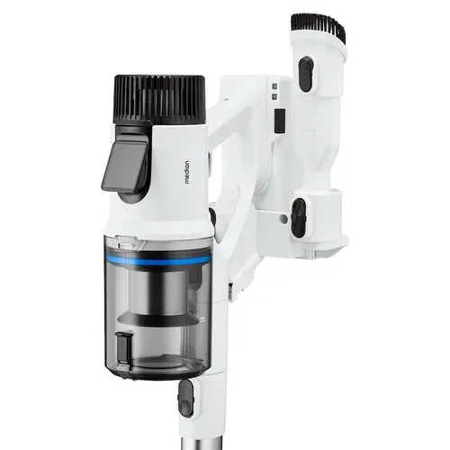 Medion, MEDION P400 W+ Akku-Stielstaubsauger mit elektrischem Wischaufsatz, beutellose Zyklon-Technologie, max. Saugleistung 26 kPa, 700 ml Staubbehälterkapazität, inkl. Austauschakku, integriertes Zubehör und Ladestation