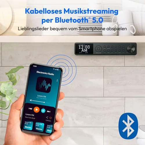 Medion, MEDION LIFE P66750 DAB+ Premium Küchenradio schwarz, 6,1 cm (2,4'') TFT-Farbdisplay, DAB+/PLL-UKW Radio, Bluetooth® 5.0, LED-Beleuchtung, 2 x 3 W RMS