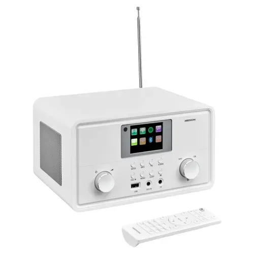 Medion, MEDION LIFE P85027 Stereo Internetradio weiß, 7,1 cm (2,8'') TFT-Display, 25.000+ Internetradiosender & zahlreiche Podcasts, DAB+/UKW-Radio, Bluetooth®, Spotify®-Connect, WLAN, 2 x 10 W RMS