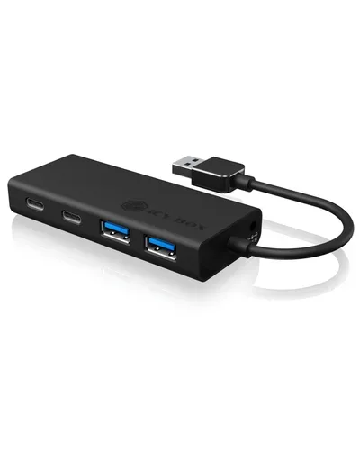 ICY BOX, IB-HUB1426-U3, USB 3.2 Gen 1 Hub Type-A zu 2x Type-C® und 2x Type-A USB Anschlüssen