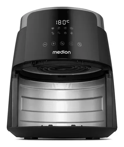 Medion, MEDION LIFE HeißluftFritteuse P40 L (MD13030) schwarz, +100 Rezepte in der Life+ App¹, Touch-Sensor- Bedienfeld, 4,7 Liter Fassungsvermögen, 8 Automatikprogramme,1.500 Watt, 60 min. Timer, PFAS-freie Antihaft-Beschichtung