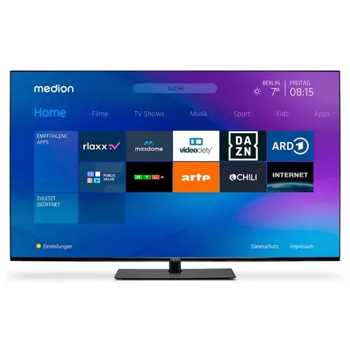 Medion, MEDION LIFE® X15524 (MD 30722) LCD Smart-TV, 138,8 cm (55'') Ultra HD Display, HDR, Dolby Vision®, Micro Dimming, MEMC, PVR ready, Netflix, Amazon Prime Video, Bluetooth®, DTS HD, DTS Virtual X, Dolby Atmos®, HD Triple Tuner, CI+