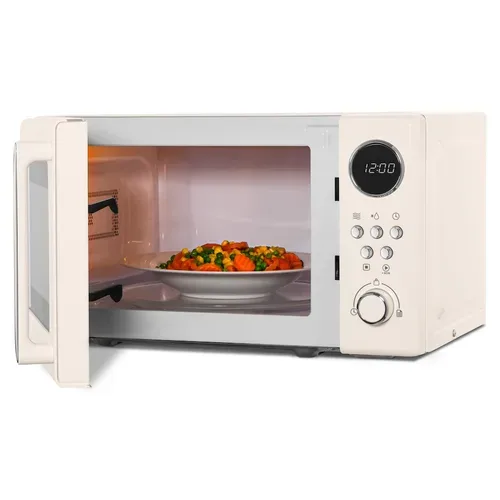 Medion, MEDION LIFE® Retro-Mikrowelle MD 15000, 800 W Leistung, 20 L kompakt, 5 Mikrowellenstufen, Auftaufunktion, Timerfunktion, stilvolles Retro-Design