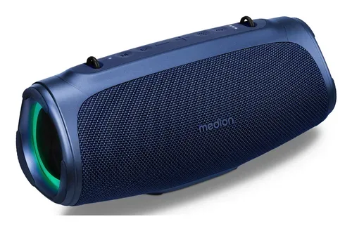 Medion, MEDION LIFE P61746 Tragbarer Bluetooth® Lautsprecher M blau, Dual Illuminated (RGB-Lichteffekte), Bluetooth® 5.3, integrierter Akku mit bis zu 45 Stunden Laufzeit, robustes & mobiles Design, 2 x 15 W RMS