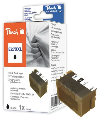 Peach, Peach E27 Druckerpatrone XL bk ersetzt Epson T2791, No. 27XXL bk, C13T27914010 für z.B. Epson WorkForce WF -3600, Epson WorkForce WF -3620 DWF